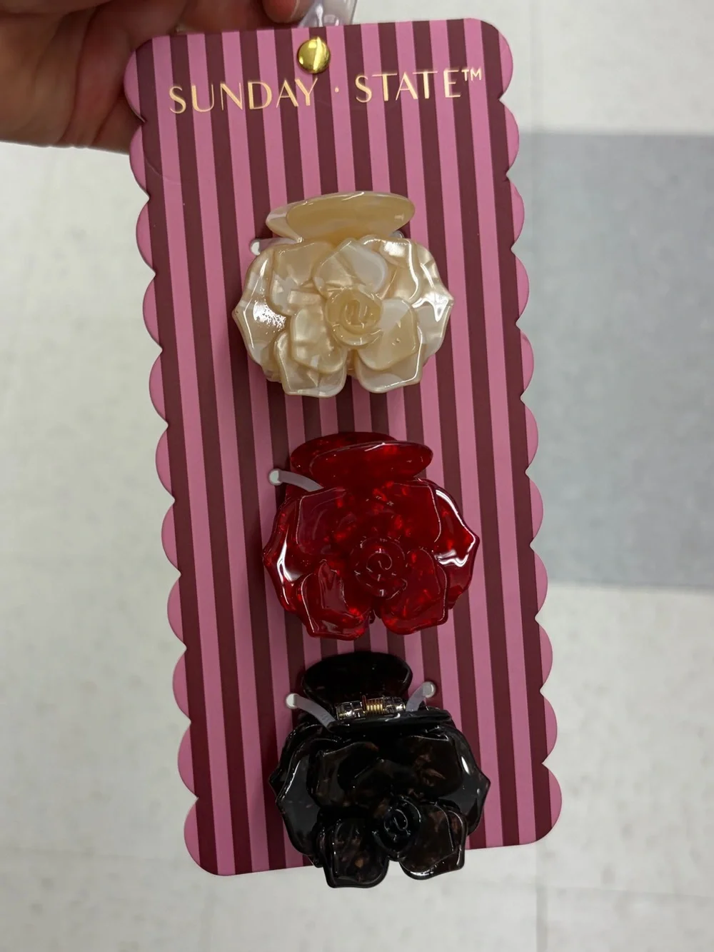 NWT ⚜️🌺⚜️ Sunday State Rose Bud Mini Hair Claw Clip Set of 3